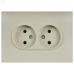 SKANDY Розетка 2-местная без заземления без защитных шторок 10А в сборе SK-R10B бежевый IEK