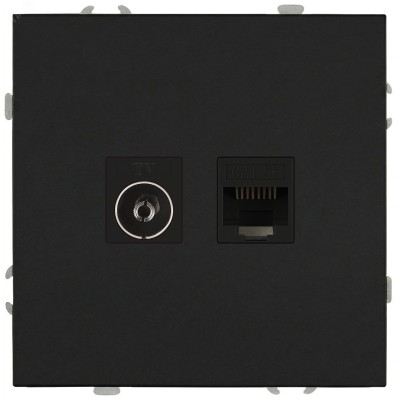 Розетка скрытого монтажа в рамку комбинированная RJ45+TV IP20 антрацит 15-3110-05 Galaxy