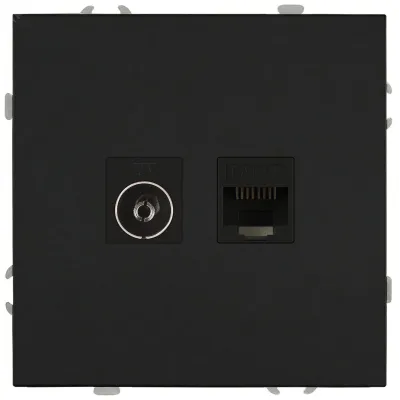 Розетка скрытого монтажа в рамку комбинированная RJ45+TV IP20 антрацит 15-3110-05 Galaxy