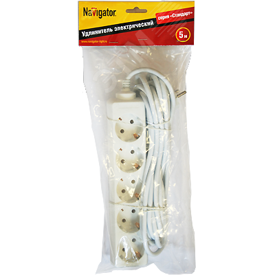 Удлинитель Navigator 94 187 NPE-S-05-500-E-3x1 с/з 5 гн. 5м