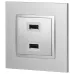 14-4110-03 ЭРА Устройство зарядное USB, 230В/5В-2100мА, IP20, Эра Elegance, алюминий (6/60/1920)