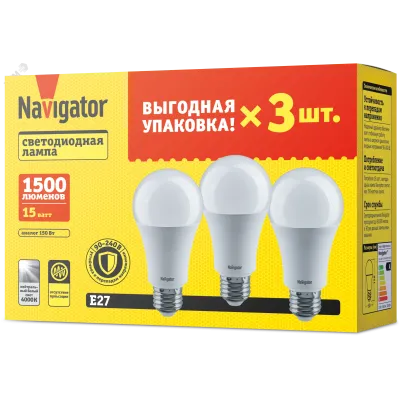 Лампа Navigator 95 321 NLL-A60-15-230-4K-E27-PACK3