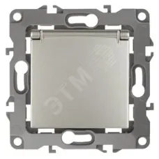 12-2103-15 ЭРА Розетка 2P+E Schuko со шторками с крышкой, 16A-250В, IP20, Эра12, перламутр (10/100/2