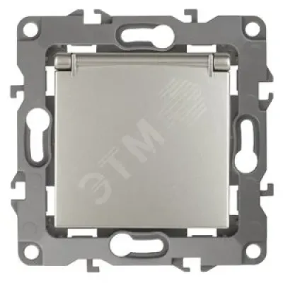 12-2103-15 ЭРА Розетка 2P+E Schuko со шторками с крышкой, 16A-250В, IP20, Эра12, перламутр (10/100/2
