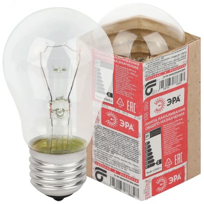 Лампа накаливания ЛН 75Вт 230В A50 Е27/E27 груша прозрачная в гофре