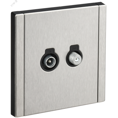 FORTE&PIANO Розетка двойная TV+SAT FP738M металл никель IEK