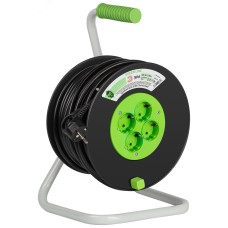 Удлинитель силовой ЭРА GREEN LINE KAT-3x1.5-50m Greenline на катушке пластик 4 розетки с заземлением 50м ПВС 3x1.5мм2