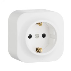 Розетка 1-местная для открытой установки с заземлением с защитными шторками 16Абелый QUTEO