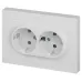 Розетка Intro Accent 6-205-01 2X2P+E Schuko, 16А-250В, IP20, СУ, AL/CU, белый