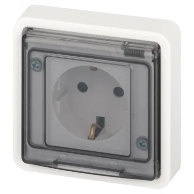 Розетка ЭРА Эксперт 11-2521-01 2P+E IP55, 16A-250В, СУ, белый