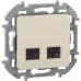 Розетка компьютерная двойная RJ45 категория 6 UTP слоновая кость INSPIRIA