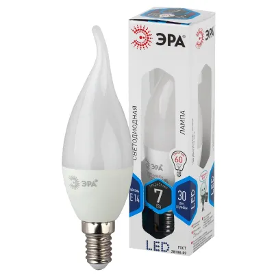 Лампочка светодиодная ЭРА STD LED BXS-7W-840-E14 E14 / Е14 7Вт свеча на ветру нейтральный белый свет