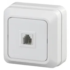 Розетка Intro Quadro 2-302-01 телефонная RJ11, IP20, ОУ, белый