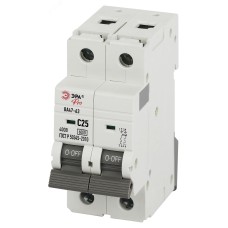 Автоматический выключатель ЭРА PRO VA63-2P25C6 ВА47-63 2P 25А кривая C 6кА