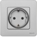 Розетка 1-местная с заземлением без защитных шторок 16А алюминий INSPIRIA