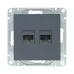 Механизм розетки RJ45 - 2шт  (cat5)  графит Эпика EKF