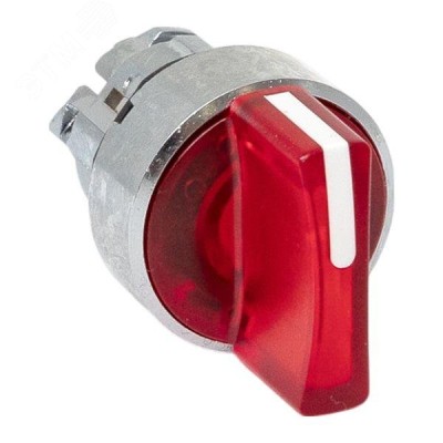 Исполнительный механизм переключателя SB4 красный на 2 положения с фиксацией, с подсветкой с короткой ручкой IP65