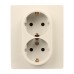 Розетка 2местная с заземлением с защитными шторками 16А в сборе слоновая кость ETIKA