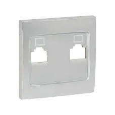Валенсия лицевая панель розетки RJ-45 2-местная сталь