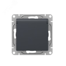 Механизм розетки  16А  IP44  с заземлением  со шторками  c крышкой  графит Эпика EKF