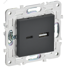 SKANDY Розетка USB A+C 18Вт SK-R13G графит IEK