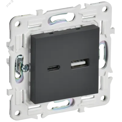 SKANDY Розетка USB A+C 18Вт SK-R13G графит IEK