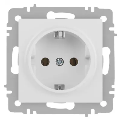 Розетка Intro Accent 6-202-01М 2P+E Schuko, 16А-250В, IP20, СУ, белый матовый