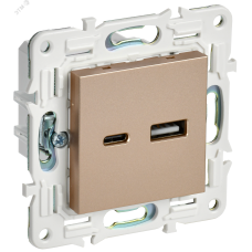SKANDY Розетка USB A+C 3,1А SK-R14Sa песочный IEK