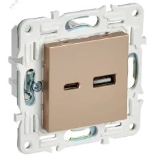 SKANDY Розетка USB A+C 3,1А SK-R14Sa песочный IEK