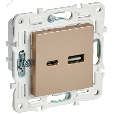 SKANDY Розетка USB A+C 3,1А SK-R14Sa песочный IEK