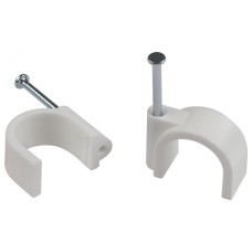 Скоба пластиковая ЭРА NO-224-577 крепежная круглая 20 мм белая (50 шт/уп)