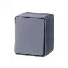 AtlasDesign Profi54 переключатель одноклавишный IP54 10 АХ, АНТРАЦИТ, Россия