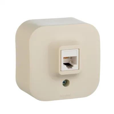 Розетка для открытой установки компьютерная RJ45 кат.5E UTP слоновая кость QUTEO