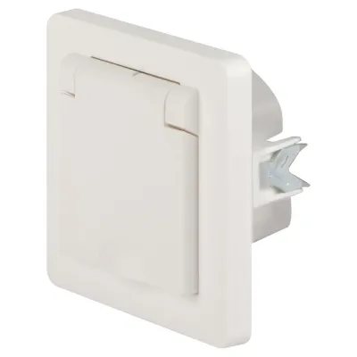 Розетка Intro Style 7-209-01 2P+E Schuko с крышкой штор., 16А-250В, IP44, СУ, белый