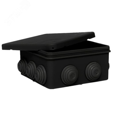 Коробка распределительная КМР-030-014 с крышкой   100x100x50 для прямого монтажа10 мембр.  вводов   черная IP55 EKF