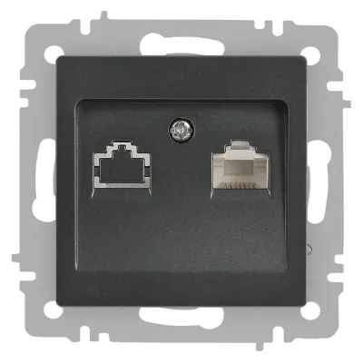 Розетка Intro Accent 6-303-07 информационная RJ45, IP20, СУ, графит