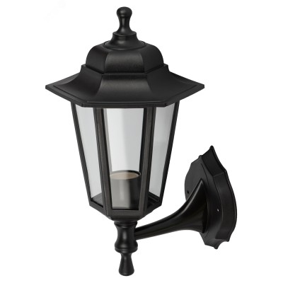 Садово-парковый светильник ЭРА НБУ 06-60-001 черный 6 гранный настенный IP44 Е27 max60Вт