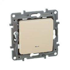 Выключатель 1-клавишный с подсветкой/индикацией 10А безвинтовое крепление слоновая кость ETIKA