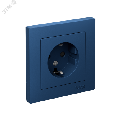 ATLASDESIGN РОЗЕТКА с заземлением со шторками, 16А, в сборе, АКВАМАРИН
