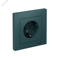 Розетка ATLASDESIGN с заземлением со шторками 16А в сборе изумруд