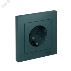 Розетка ATLASDESIGN с заземлением со шторками 16А в сборе изумруд