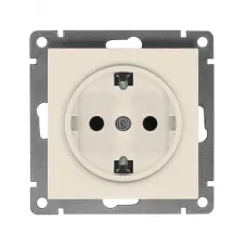 Розетка одноместная UNIVersal серия Афинас/з, с/у, 16А, 220В, слоновая кость (ivory) (еврослот), механизм