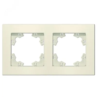 Рамка двухместная горизонтальная Афина слоновая кость (ivory) (еврослот)