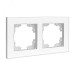 Рамка двухместная горизонтальная Афина белая (еврослот)