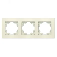 Рамка трехместная горизонтальная Афина слоновая кость (ivory) (еврослот)