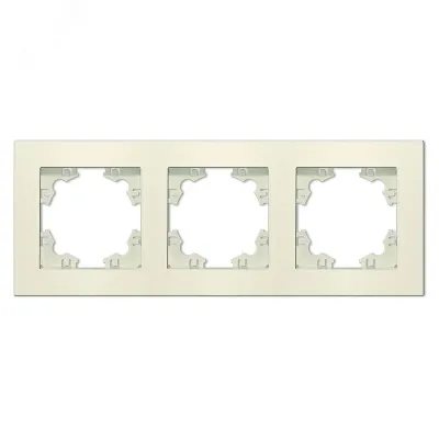 Рамка трехместная горизонтальная Афина слоновая кость (ivory) (еврослот)