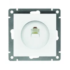 Розетка компьютерная одноместная UNIVersal серия Афина, с/у, 1А, RJ45, белая (еврослот), механизм