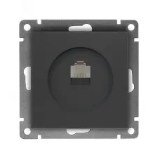 Розетка компьютерная одноместная UNIVersal серия Афина с/у, 1А, RJ45, графит (еврослот), механизм