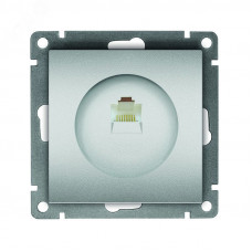 Розетка компьютерная одноместная UNIVersal серия Афина, с/у, 1А, RJ45, серебро (еврослот), механизм