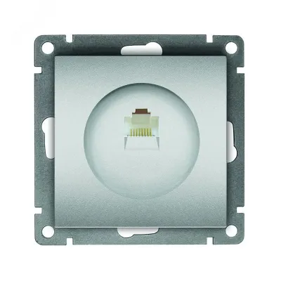 Розетка компьютерная одноместная UNIVersal серия Афина, с/у, 1А, RJ45, серебро (еврослот), механизм